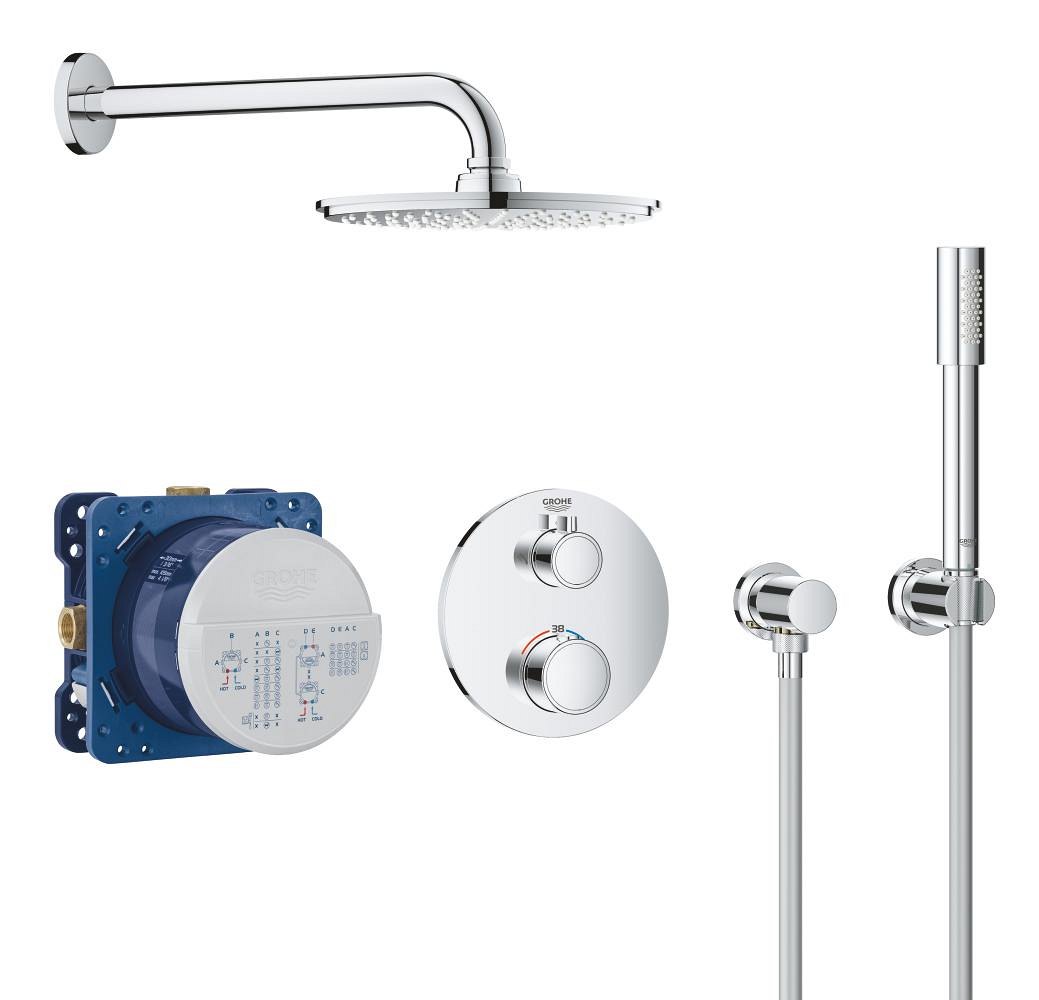 GROHE Grohtherm Perfect shower set with Rainshower Cosmopolitan 210 — Chrome