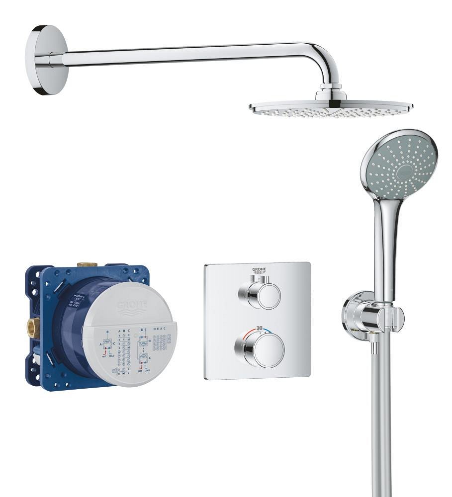 GROHE Grohtherm Perfect shower set with Rainshower Cosmopolitan 210 — Chrome