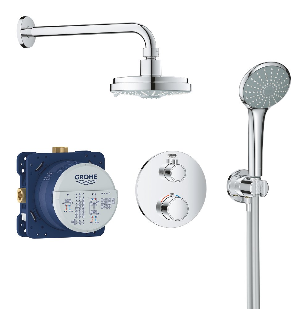 GROHE Grohtherm Perfect shower set with Rainshower Cosmopolitan 160 — Chrome