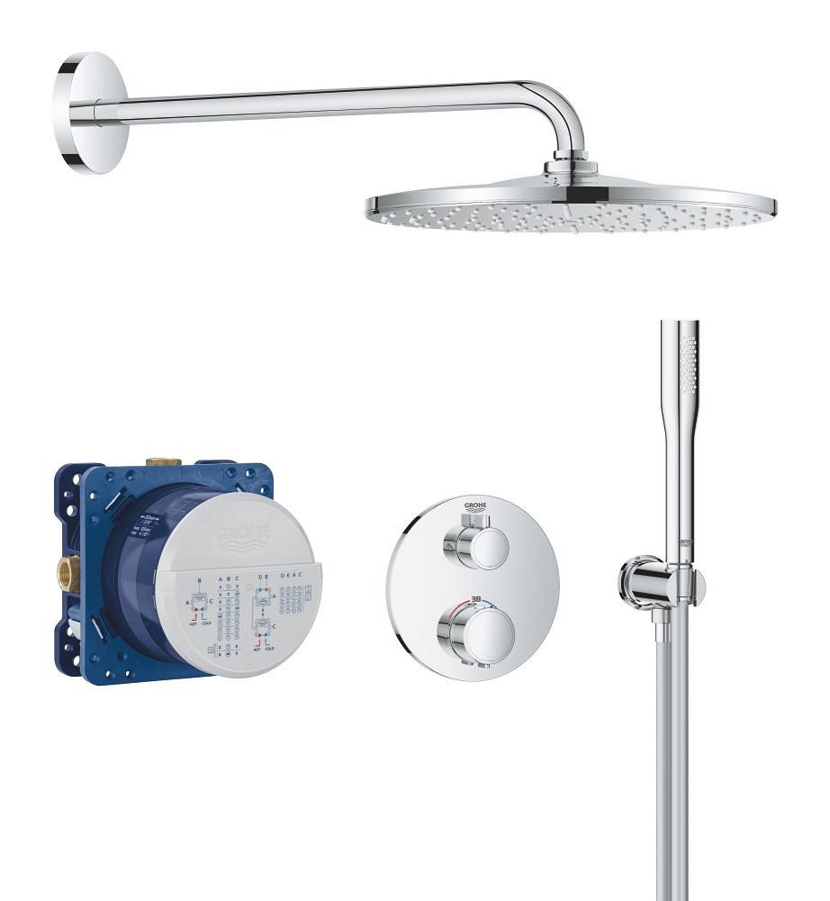 GROHE Precision Thermostat Concealed shower system with Vitalio Rain Mono 310 — Chrome