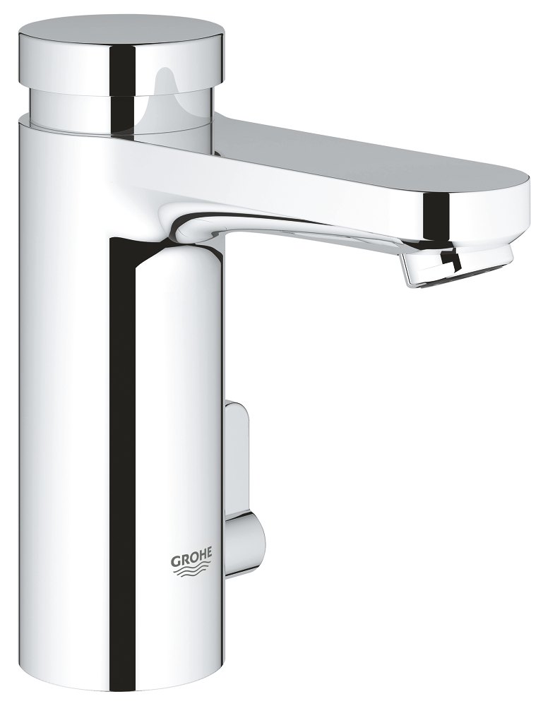 GROHE Eurosmart Cosmopolitan T Self closing basin mixer with mixing device and adjustable temperature limiter — Chrome