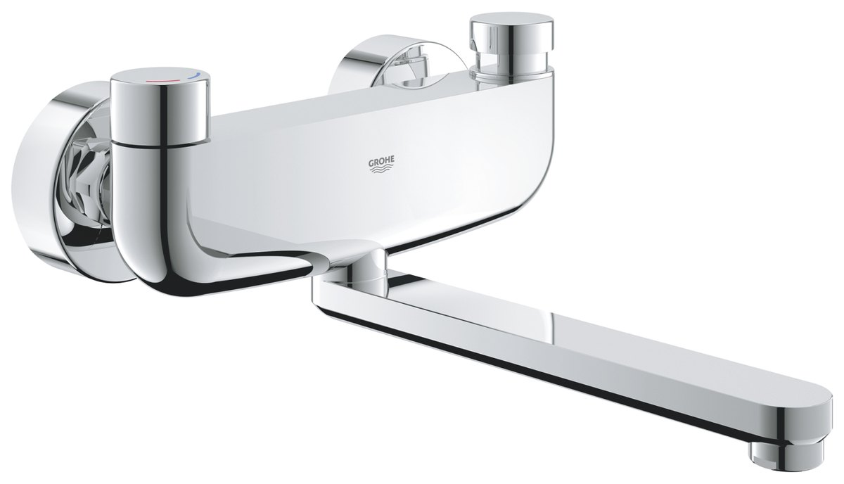 GROHE Eurosmart Cosmopolitan T Self closing basin mixer with mixing device and adjustable temperature limiter — Chrome