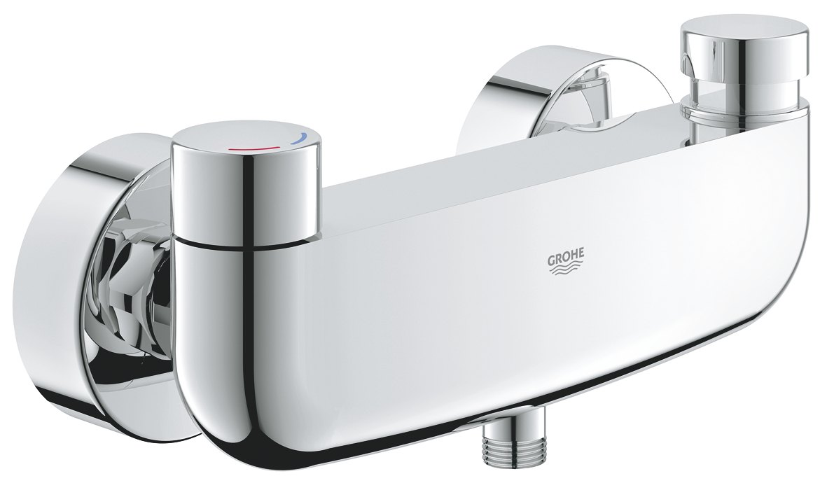 GROHE Eurosmart Cosmopolitan T Self closing shower mixer 1/2" with mixing device and adjustable temperature limiter — Chrome