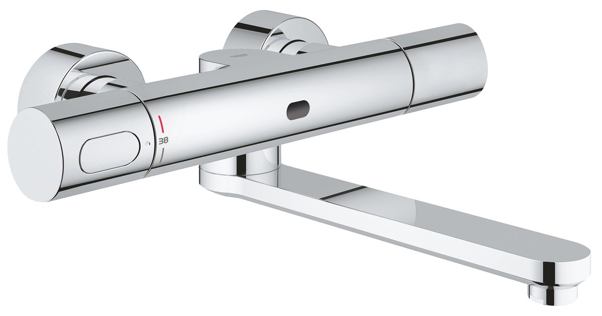 GROHE Eurosmart Cosmopolitan E Infra red electronic wall basin mixer with thermostatic temperature control L — Chrome