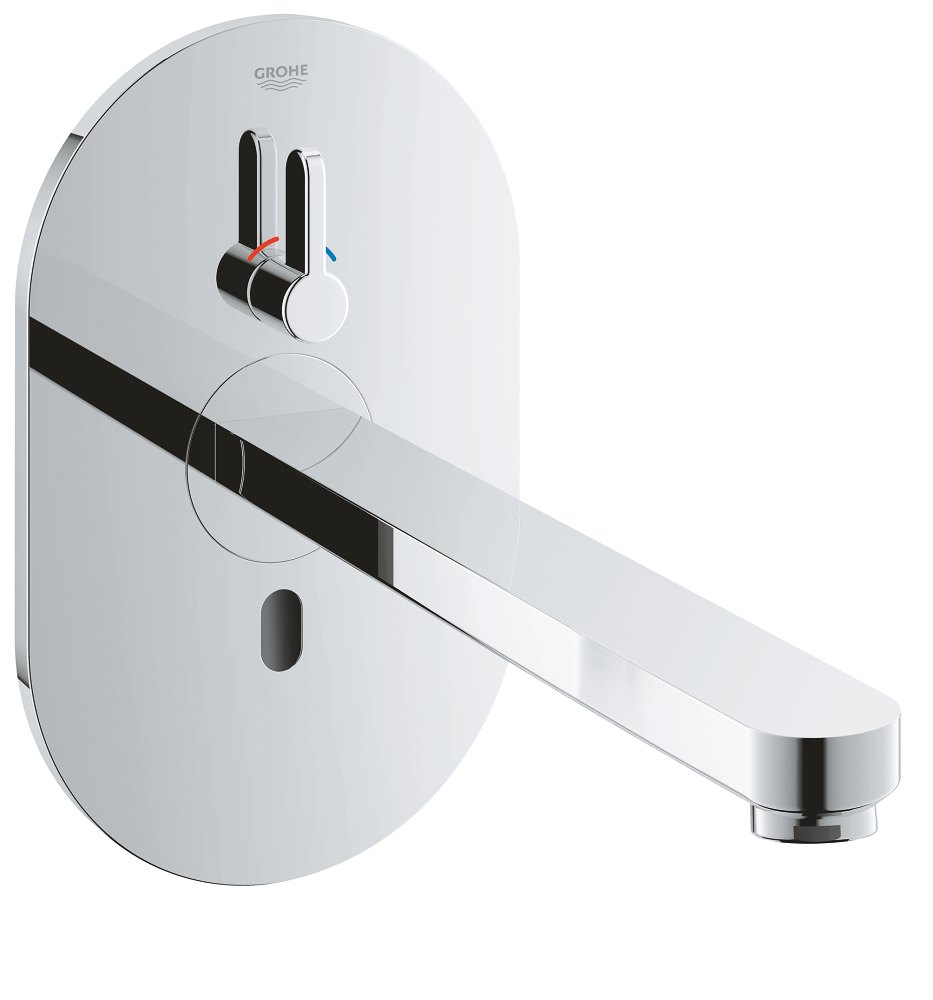GROHE Eurosmart Cosmopolitan E Infra red electronic basin mixer with mixing device and adjustable temperature limiter — Chrome