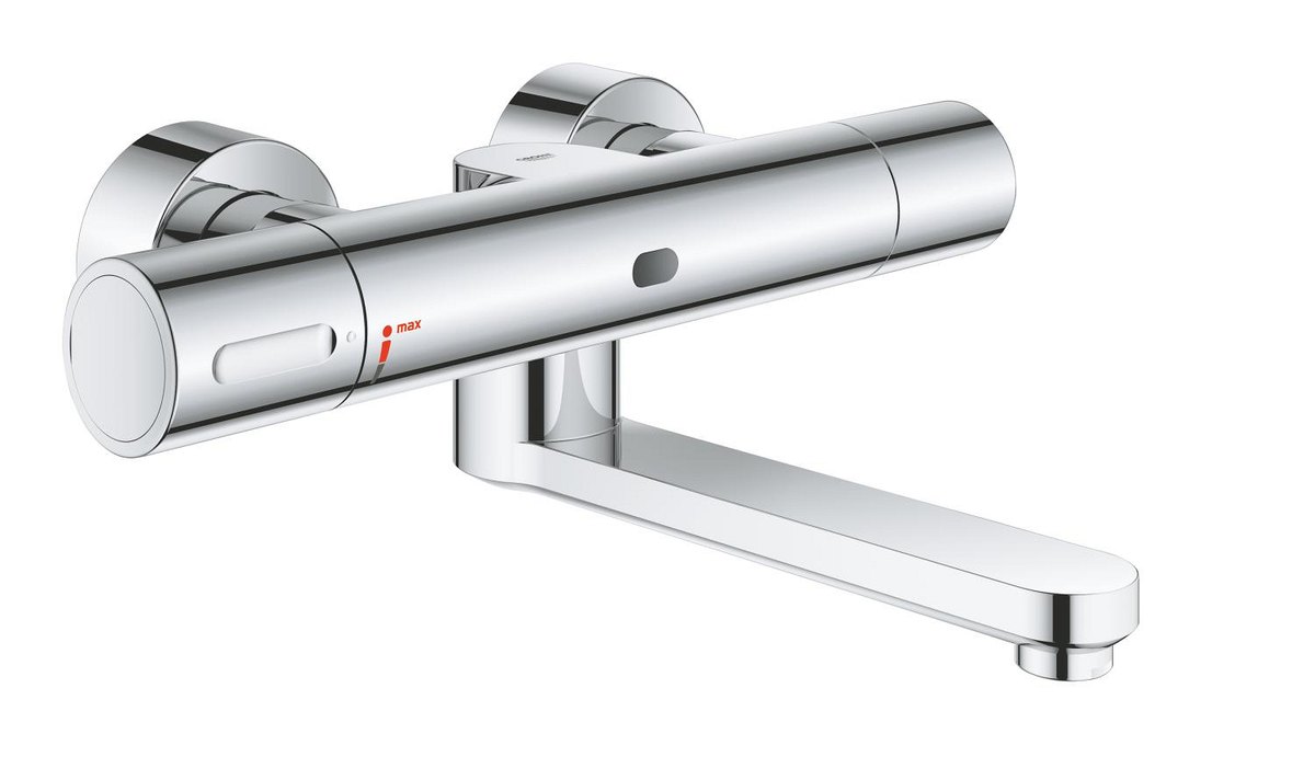 GROHE Eurosmart Cosmopolitan E Special Infra red electronic wall basin mixer with thermostatic temperature control M — Chrome
