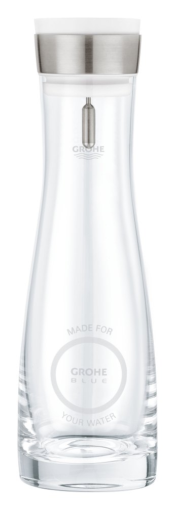 GROHE GROHE Blue Glass carafe with lid set — Chrome