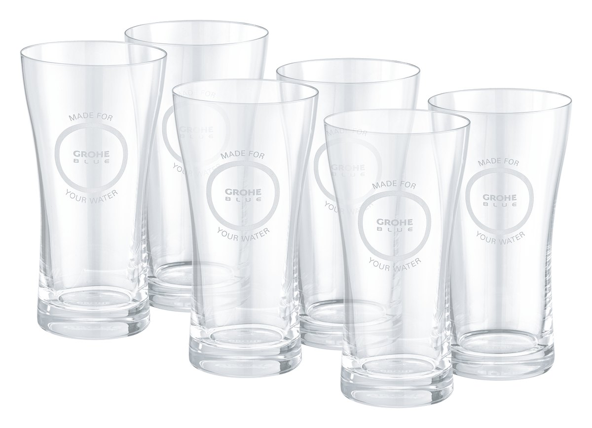 GROHE GROHE Blue Water glasses 6 pieces — Chrome