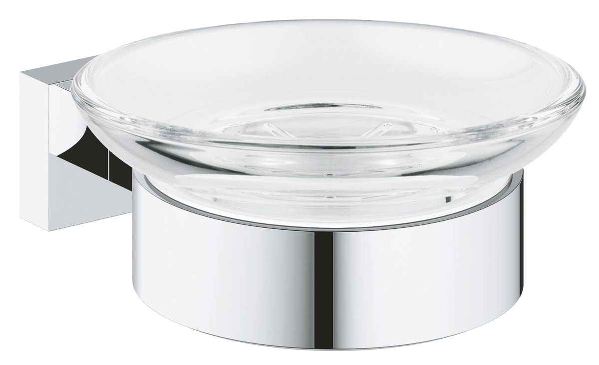 GROHE Essentials Cube Soap dish with holder — Chrome