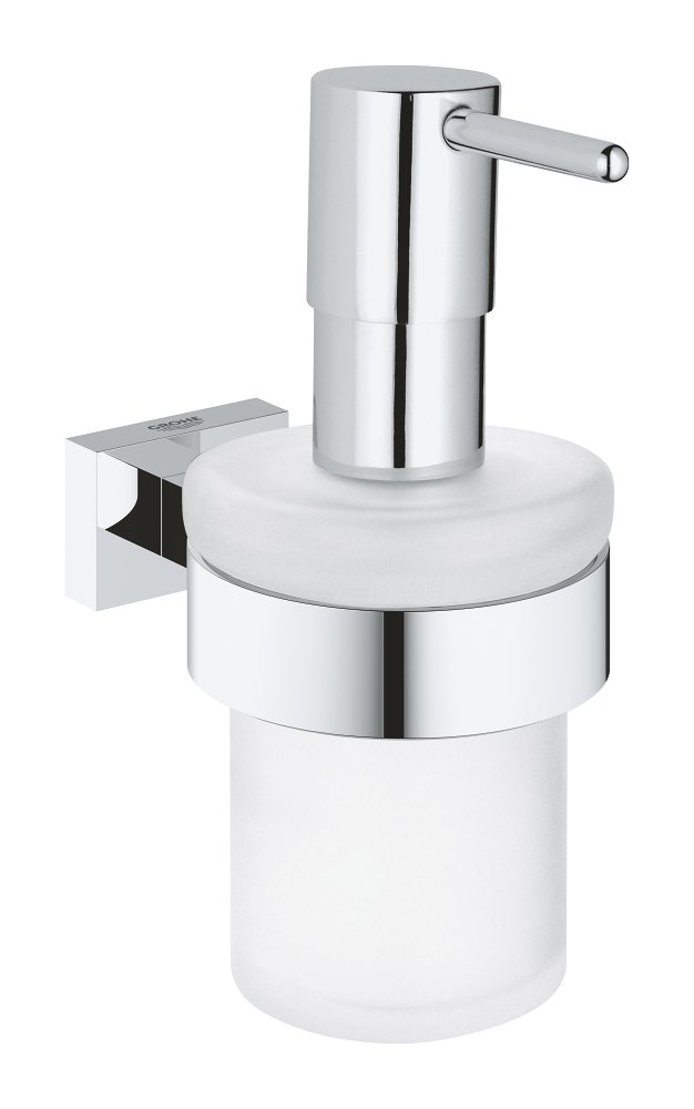 GROHE Essentials Cube Soap dispenser with holder — Chrome