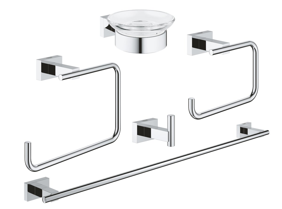 GROHE Essentials Cube Master bathroom accessories set 5 in 1 — Chrome