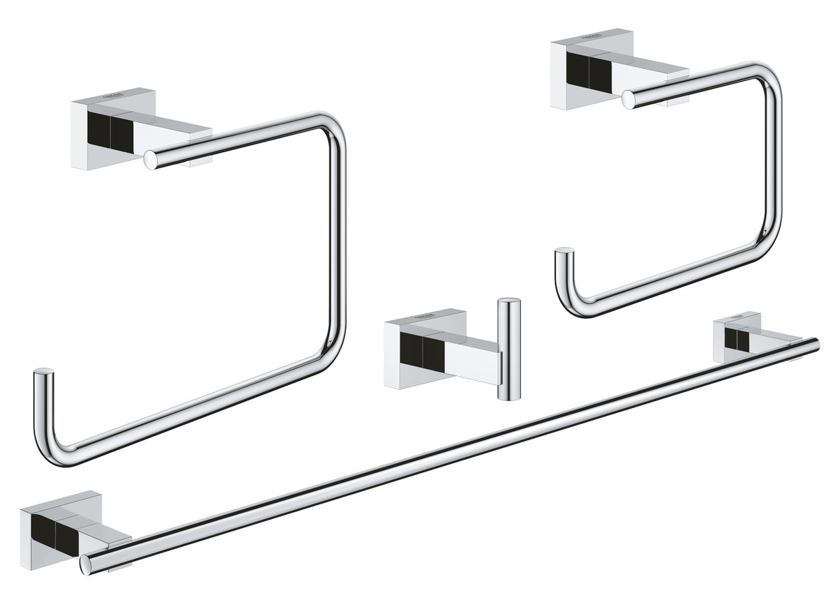 GROHE Essentials Cube Master bathroom accessories set 4 in 1 — Chrome