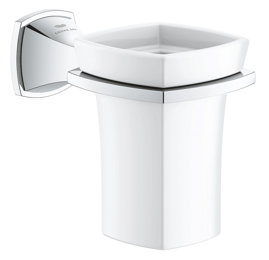 GROHE Grandera Holder with ceramic tumbler — Chrome