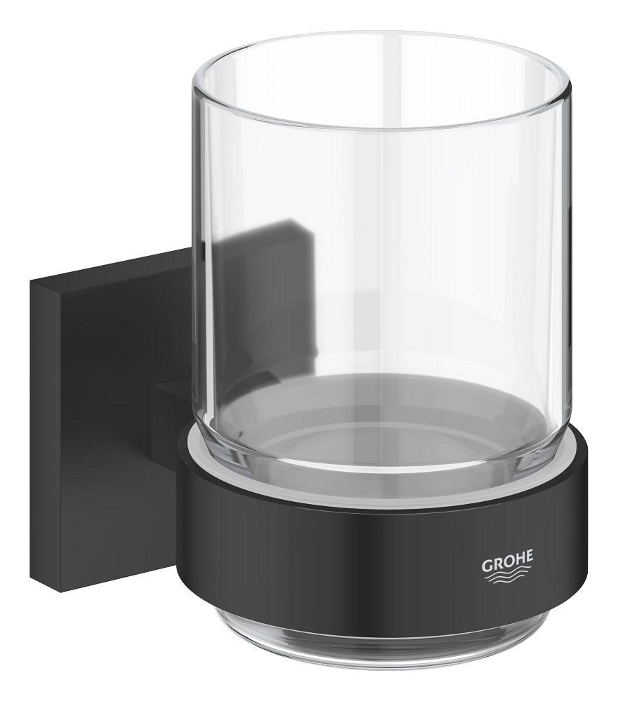 GROHE Start Cube Crystal glass with holder — Chrome