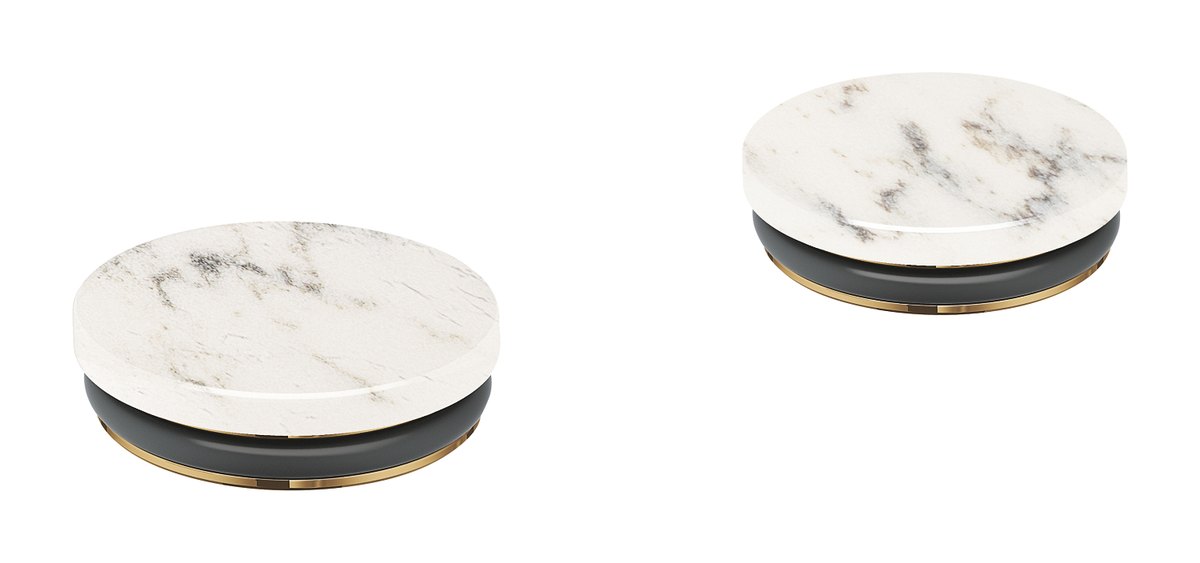 GROHE Atrio Private Collection Inlays made from White Attica Caesarstone material — Chrome