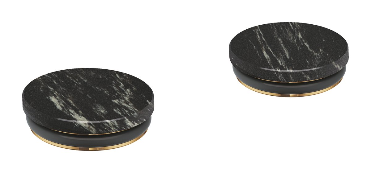 GROHE Atrio Private Collection Inlays made from Vanilla Noir Caesarstone material — Chrome