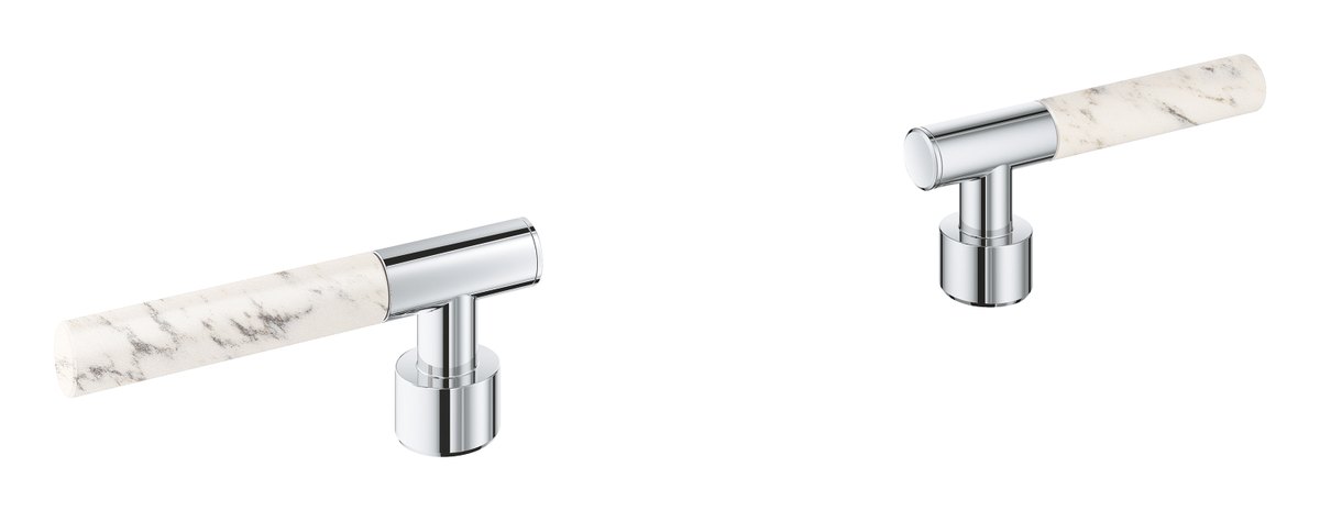 GROHE Atrio Private Collection Sticks made from White Attica Caesarstone material — Chrome