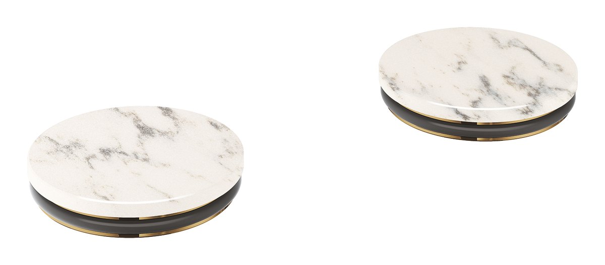 GROHE Atrio Private Collection Inlays made from White Attica Caesarstone material — Chrome