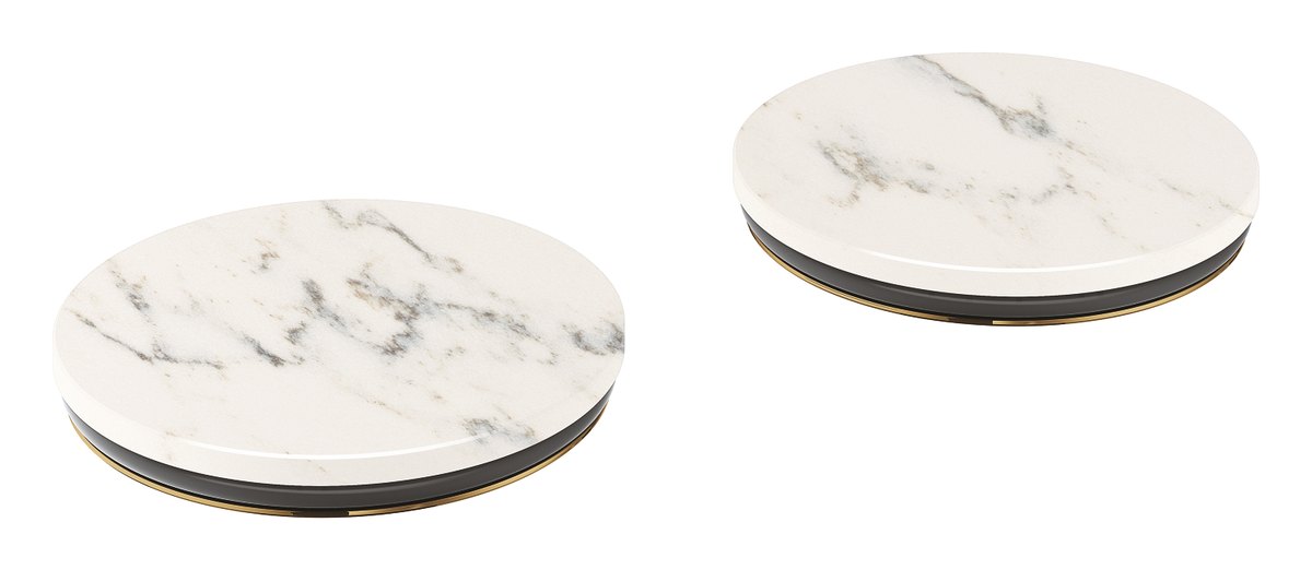 GROHE Atrio Private Collection Inlays made from White Attica Caesarstone material — Chrome