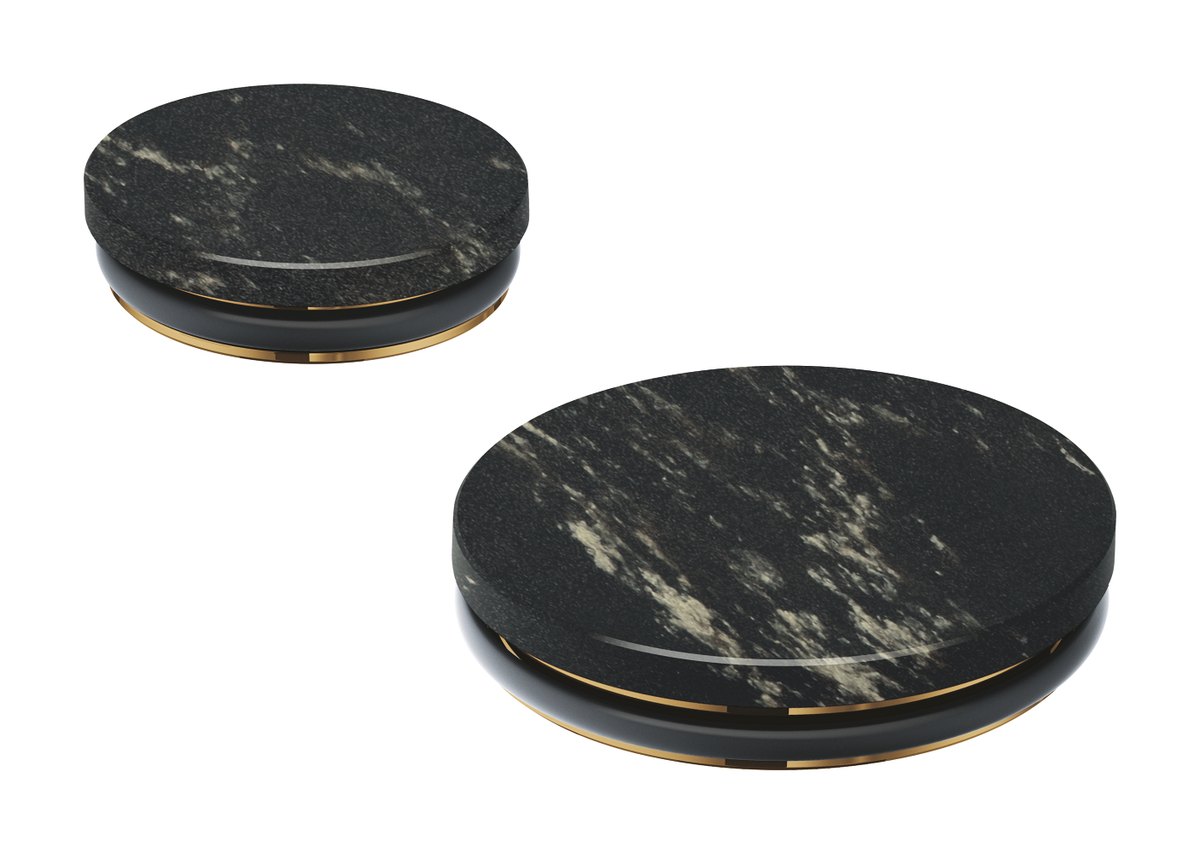 GROHE Atrio Private Collection Inlays made from Vanilla Noir Caesarstone material — Chrome