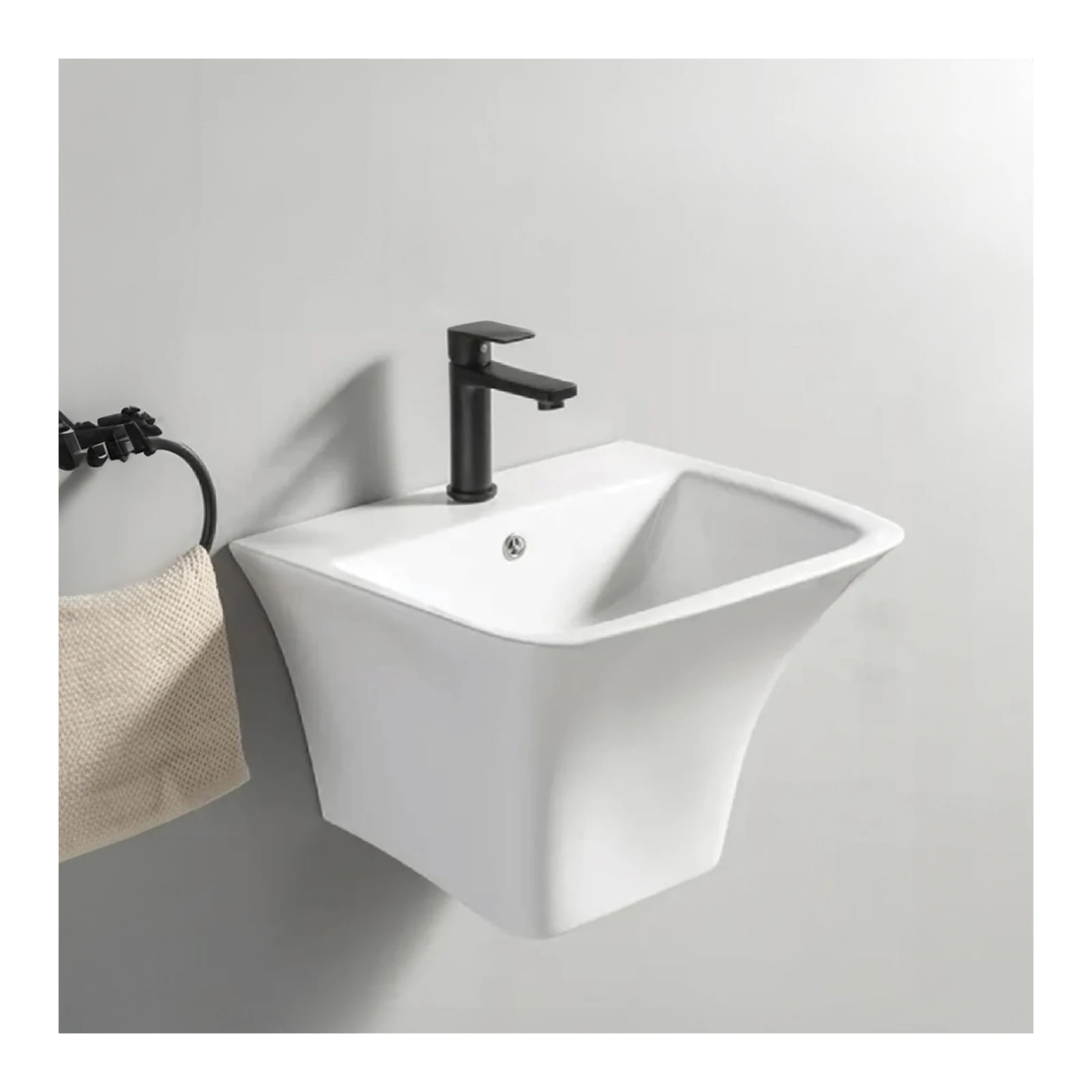 Polo Mario Integrated Wash Basin, wall hung (560x460mm) – model PM-1681 — White