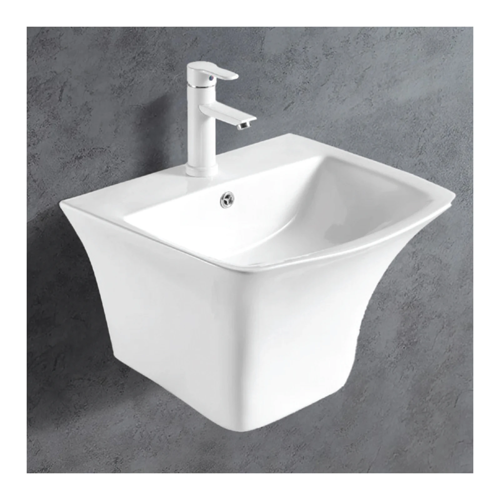 Polo Mario Integrated Wash Basin, wall hung (530x455 mm) — White