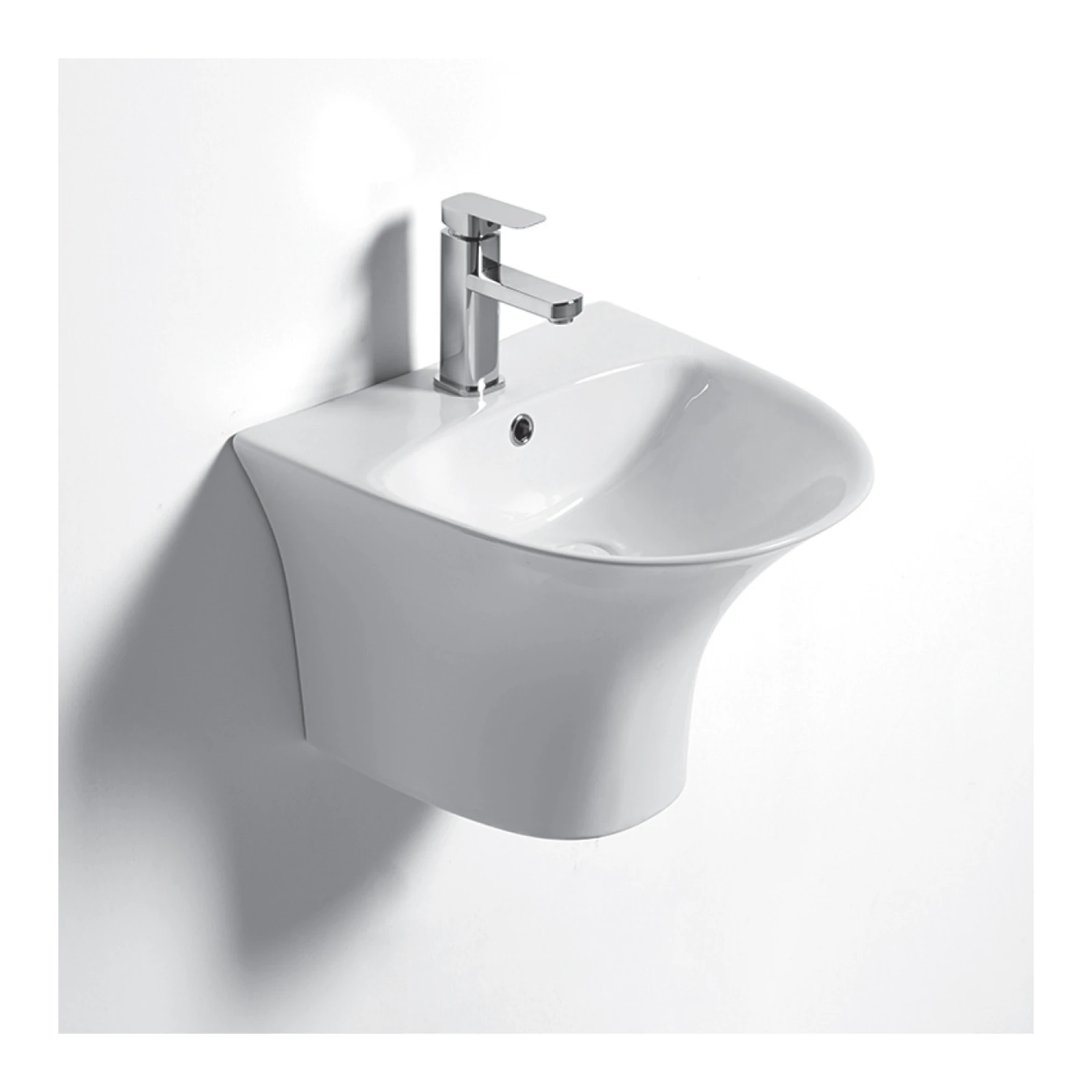 Polo Mario Integrated Wash Basin, wall hung (565x490mm) — White