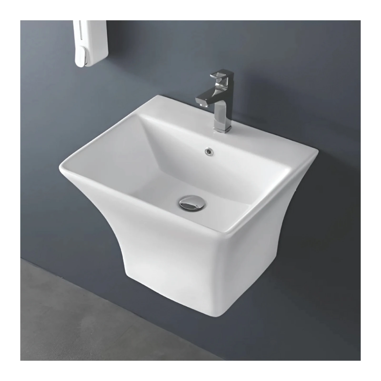 Polo Mario Integrated Wash Basin, wall hung (480x435mm) — White