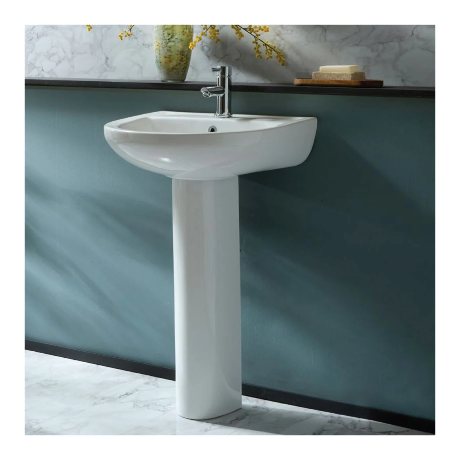 Polo Mario Pedestal Wash Basins, wall hung (520x440mm) — White