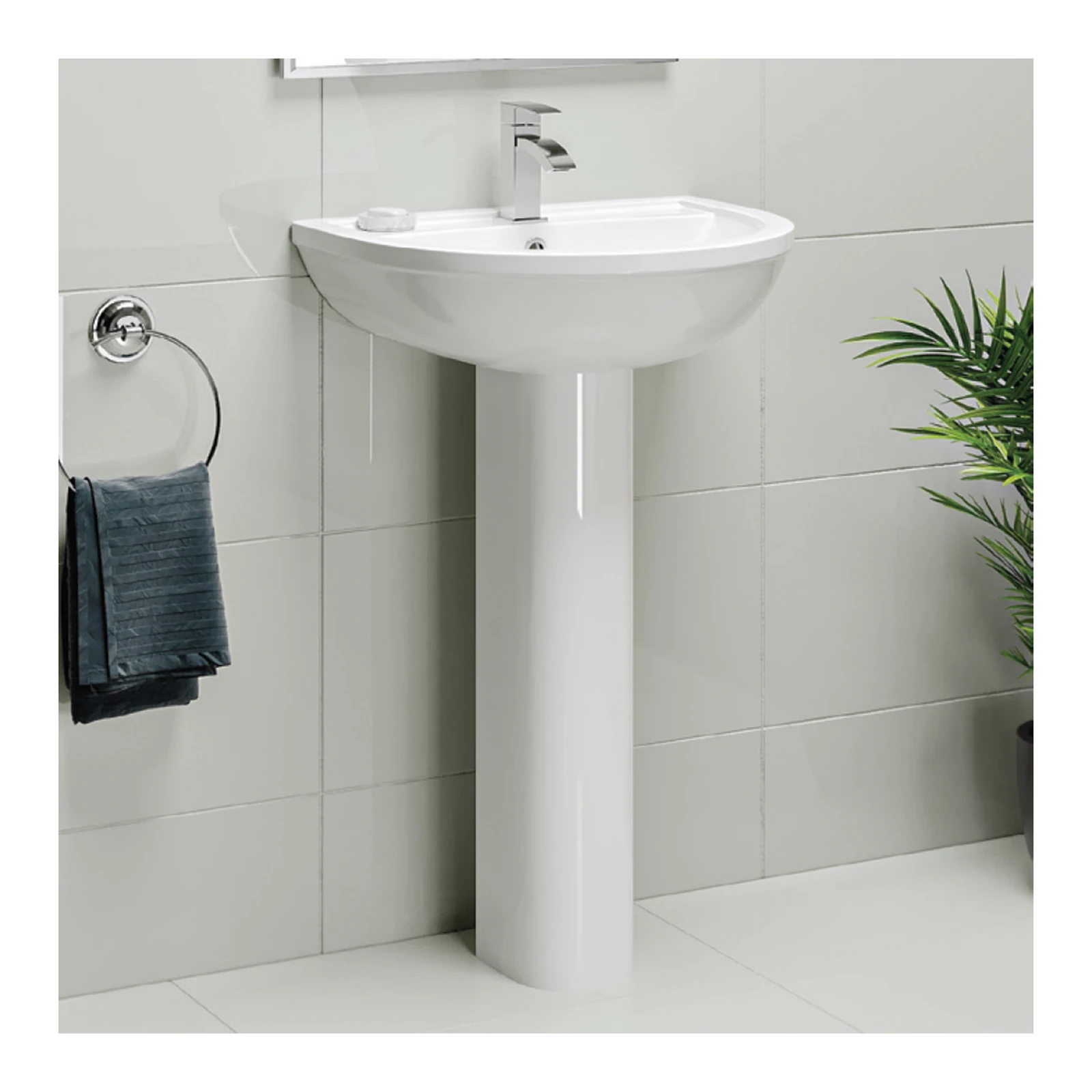 Polo Mario Pedestal Wash Basins, wall hung (560x435mm) — White
