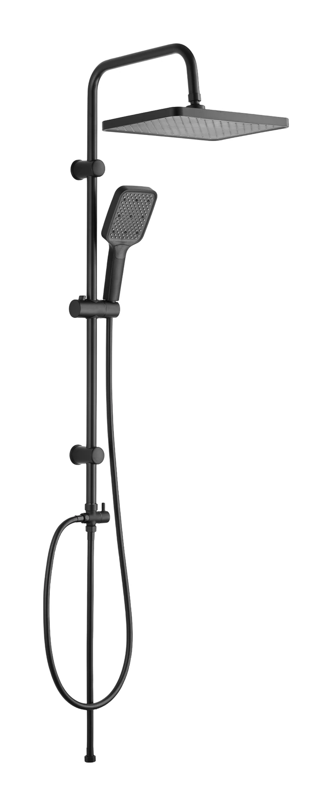 Polo Mario Shower Set, wall mounted (Rail length 900mm Head shower 320x220mm Hand shower 100x100mm) — Matt Black