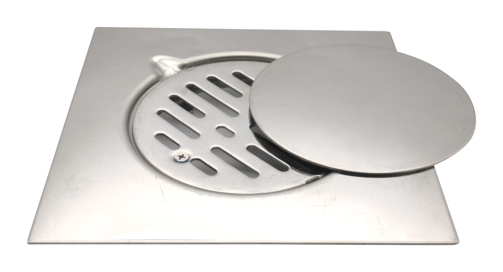 Polo Mario Floor Drain (200x200mm), with stainless steel grid — Bright Stainless Steel