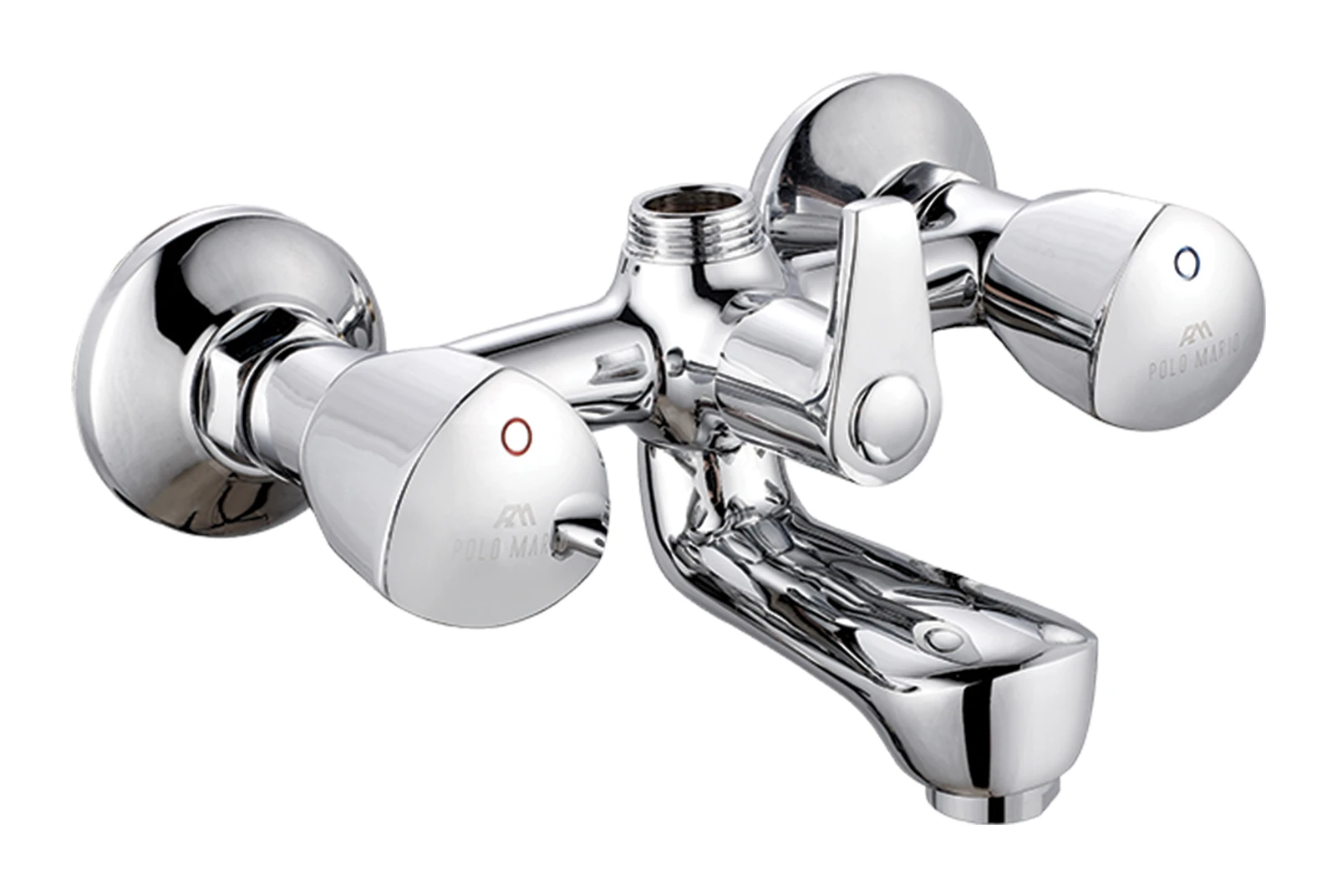 Polo Mario Echo Bath Mixer, wall mounted, exposed installation — Chrome