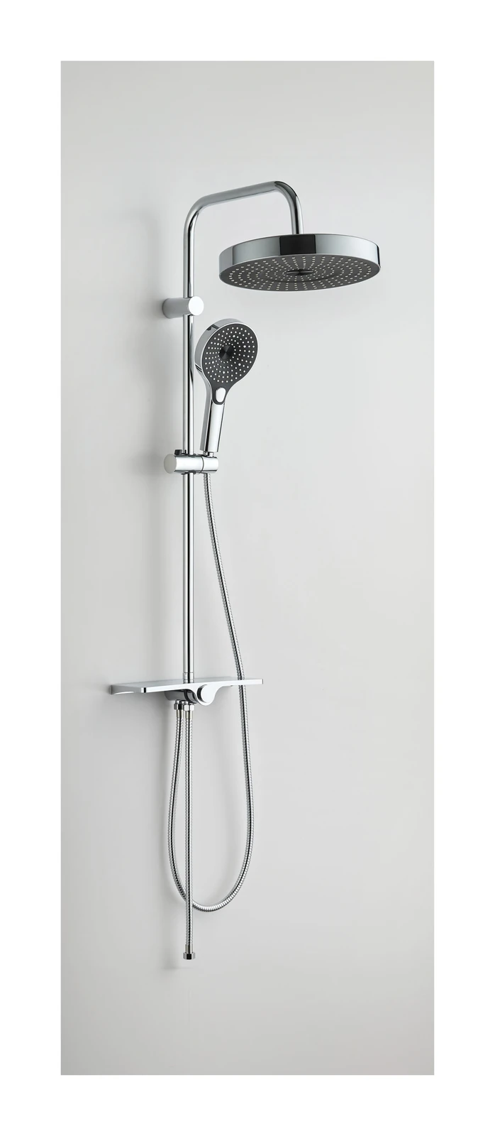 Polo Mario Shower Set, wall mounted (Rail length 900mm Head shower Ø300 mm Hand shower Ø135 mm) — Chrome