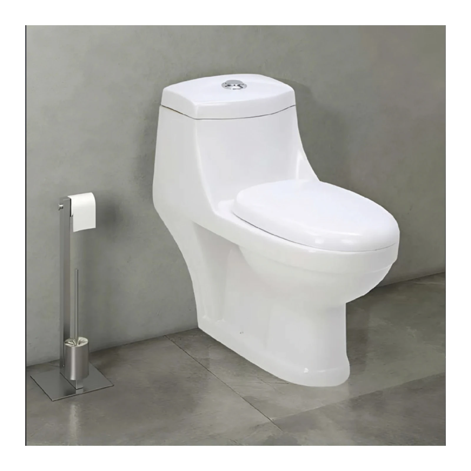 Polo Mario Floor Mounted One Piece WC, rimless (670x370x650mm), rough-in 300mm — White