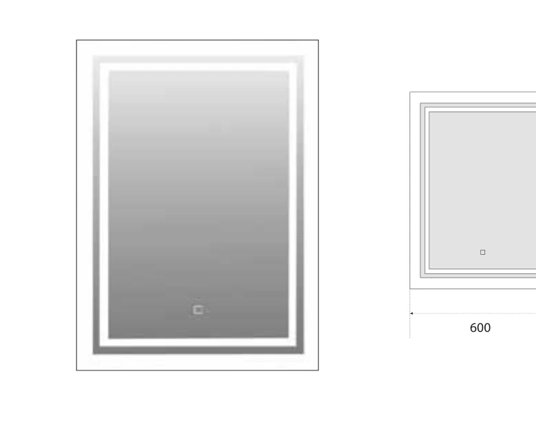 Polo Mario Mirror (600 x 800 mm 15.6W Thickness 5mm) – model MR-LED06 — With back cover, chrome