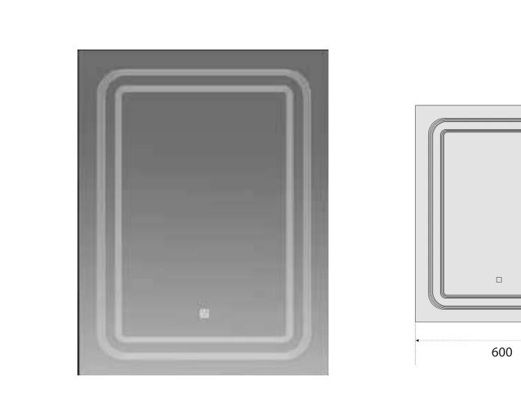 Polo Mario Mirror (600 x 800 mm 13.9W Thickness 5mm), with back cover — With back cover, chrome