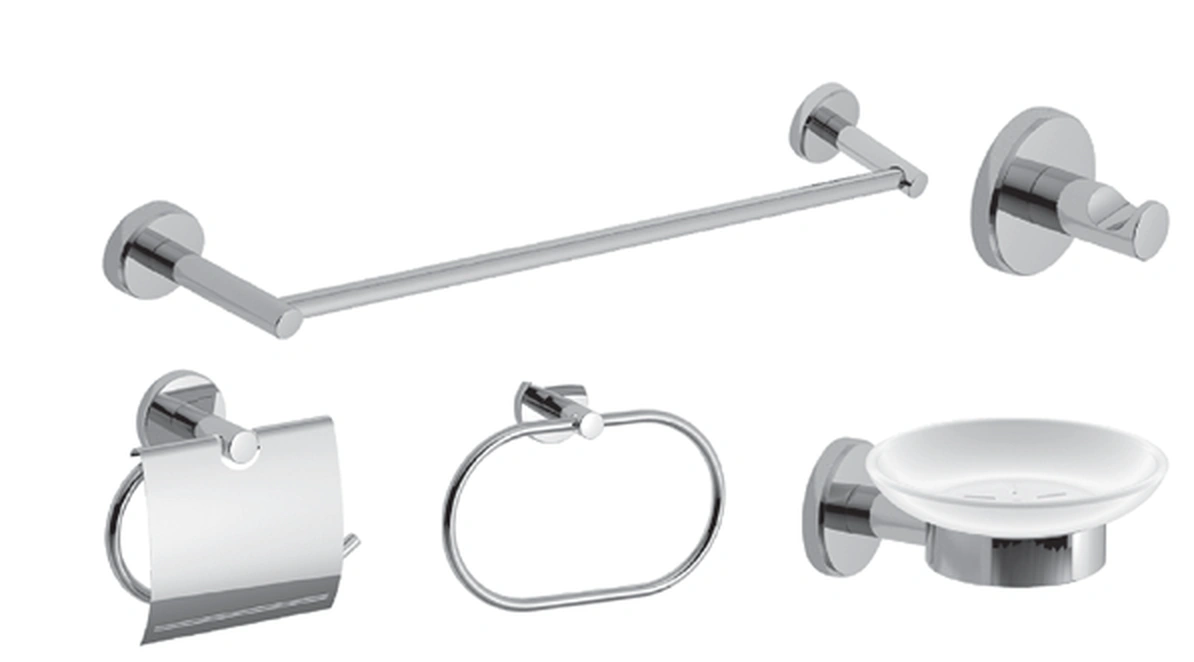 Polo Mario 5-Piece Bathroom Accessories Set — Chrome