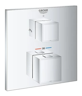 GROHE Grohtherm Cube Thermostatic shower mixer for 2 outlets with integrated shut off diverter valve