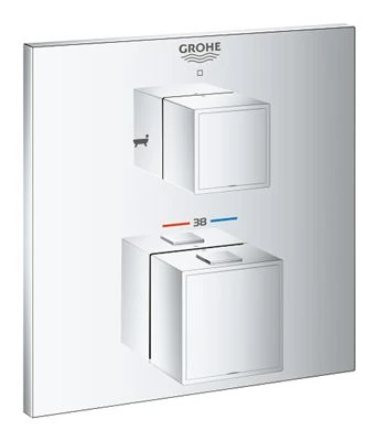 GROHE Grohtherm Cube Thermostatic bath tub mixer for 2 outlets with integrated shut off diverter valve