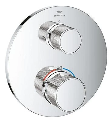 GROHE Atrio Private Collection Thermostatic shower mixer for 2 outlets with integrated shut off diverter valve with knob